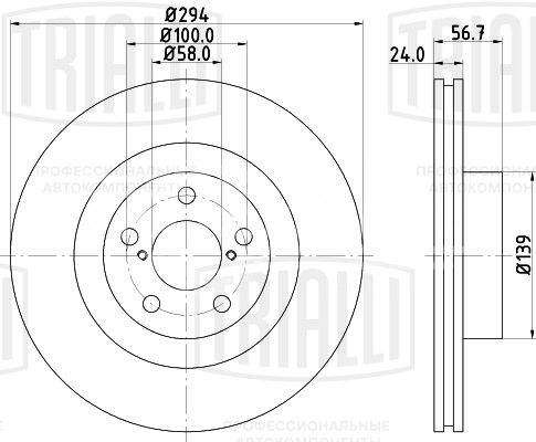 Диск тормозной передний для автомобилей Subaru XV (12-) d=294