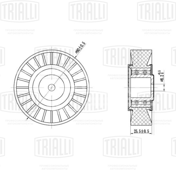 Ролик приводного ремня для автомобилей VW Transporter T4 (90-) 2.0/2.4d/2.5/2.5d (опорный) d90мм