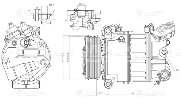 Компрессор кондиционера для автомобилей Discovery IV (09-)/Range Rover Sport I (05-) 3.0D