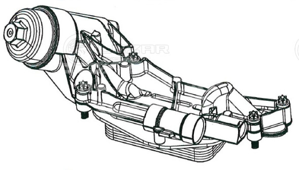Радиатор масляный в сборе (теплообменник) для автомобилей Cruze (09-)/Astra H (04-) 1.6i/1.8i