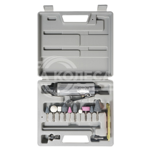 Машинка шлифовальная пневматическая 175мм, 25000 об/мин прямая с оснасткой 16 пр. кейс