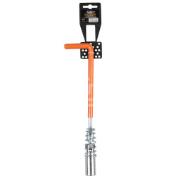 Ключ свечной L-образный с карданом 16x250мм с резиновым фиксатором и пружиной