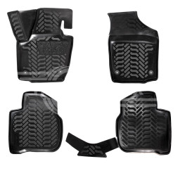 Ковры для VW Polo/ Rapid (20-), 4 шт.,(крепеж),выс. борт, 3D с подпятником, ТЭП, черн.