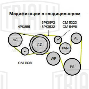 Ролик привод. ремня для автомобилей Audi A4 (94-) 1.6i/1.8i/1.9d (с натяж. мех.) (CM 1838)