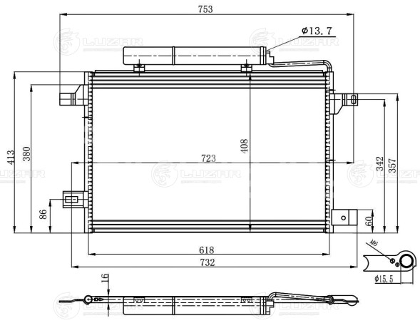 Радиатор кондиционера для автомобилей Mercedes-Benz A (W169) (04-)/B (W245) (05-)