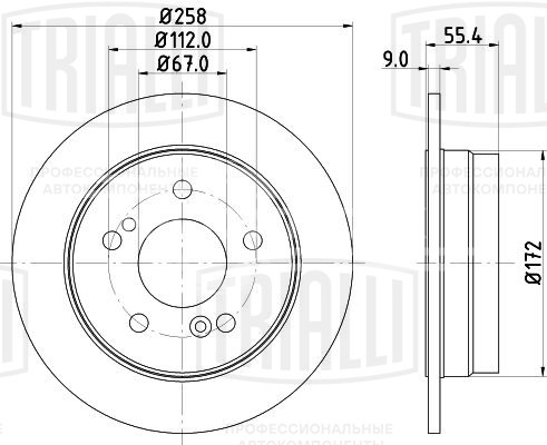 Диск тормозной для автомобилей Mercedes C (W202) (93-) задний d=258