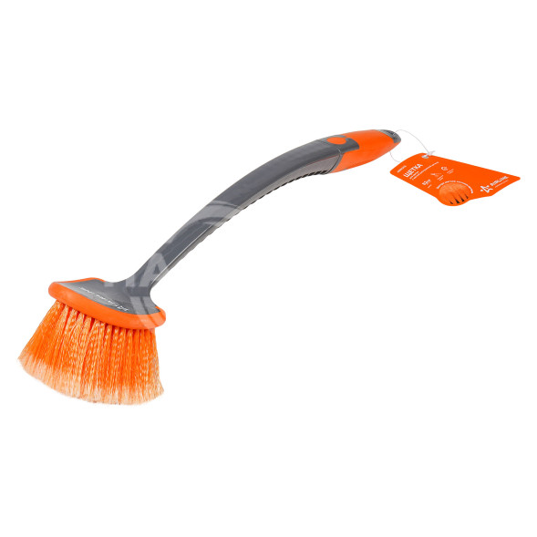 Щетка для мытья с мягкой распушенной щетиной, прорезиненные ручка и кант (52 см)