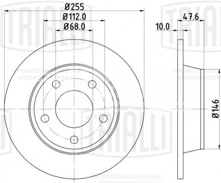 Диск тормозной для автомобилей Audi A6 (97-) / Allroad (00-) задний d=255