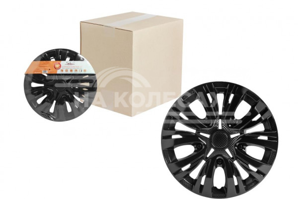 Колпаки колесные 16&quot; &quot;Лион&quot;, черный глянец, карбон, компл. 2 шт.