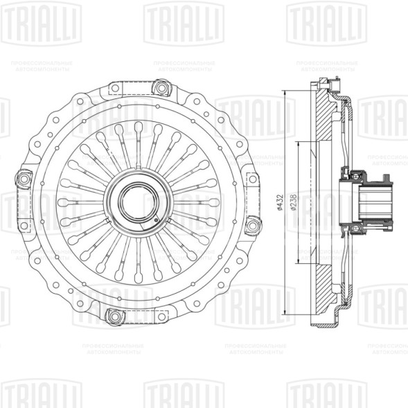 Диск сцепления нажимной (корзина) для автомобилей Mercedes Actros (96-)/(03-) [OM541] 430мм с низкой муфтой