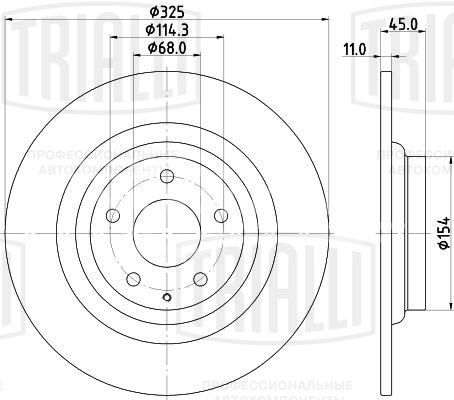 Диск тормозной задний для автомобилей Mazda CX-9 (16-) d=325