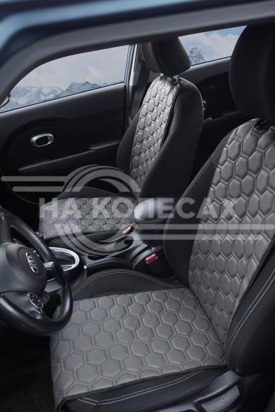 Накидки &quot;Алькантара&quot;, передние (2 шт.), экокожа с перфорацией, серые