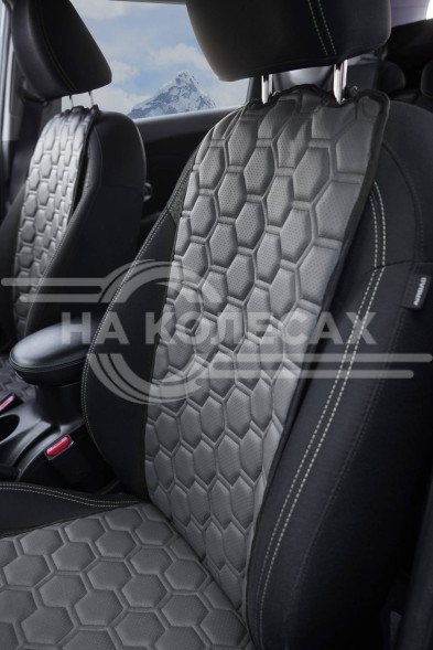 Накидки &quot;Алькантара&quot;, передние (2 шт.), экокожа с перфорацией, серые