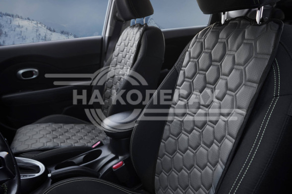 Накидки &quot;Алькантара&quot;, передние (2 шт.), экокожа с перфорацией, серые