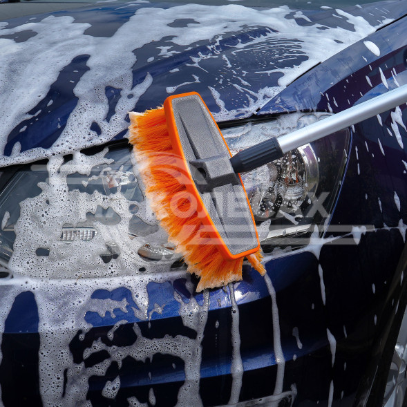 Швабра с насадкой для шланга, щеткой 20см и телескопической ручкой 70-100см