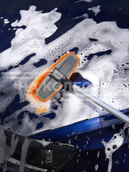 Швабра с насадкой для шланга, щеткой 20см и телескопической ручкой 70-100см