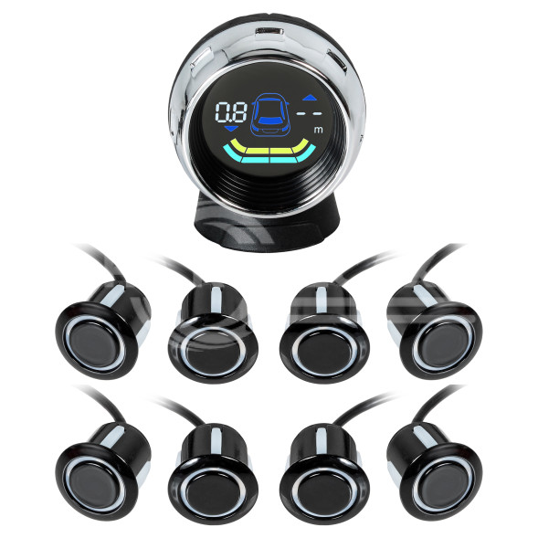 Парктроник на 8 датчиков (черные), LED дисплей PRO