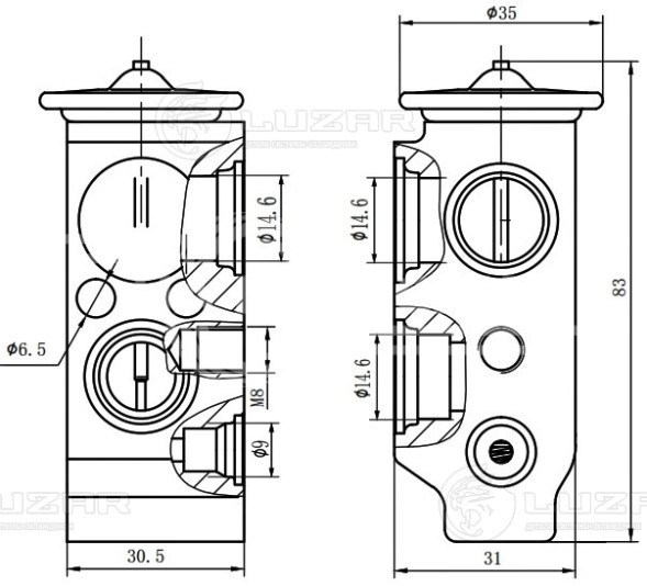 Клапан расширительный кондиционера (ТРВ) для автомобилей Santa Fe (06-)