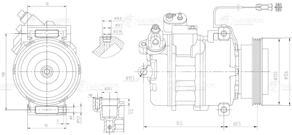 Компрессор кондиционера для автомобилей A4 (B5) (94-)/A6 (C5) (97-) 1.6i/1.8i