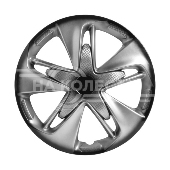 Колпаки колесные 14&quot; &quot;Супер Астра +&quot;, серебристо-черный, карбон, компл. 2 шт.