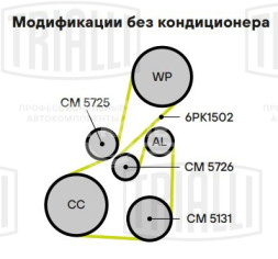 Ролик приводного ремня для автомобилей Ford Focus II (05-) 1.4i/1.6i/1.8i/2.0i (опорный) (ребристый)