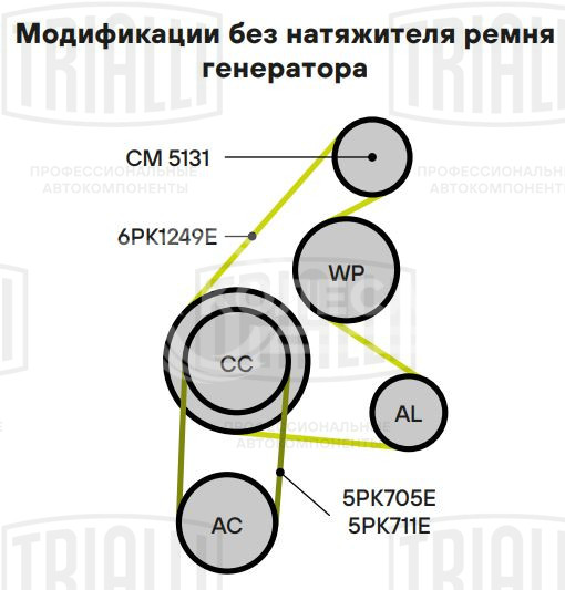 Ролик приводного ремня для автомобилей Ford Focus II (05-) 1.4i/1.6i/1.8i/2.0i (опорный) (ребристый)