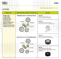 Ролик приводного ремня для автомобилей Ford Focus II (05-) 1.4i/1.6i/1.8i/2.0i (опорный) (ребристый)