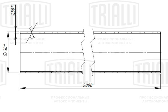 Труба глушителя прямая 30х2000 (d=30х1.5, L=2000мм) (алюминизированная сталь)