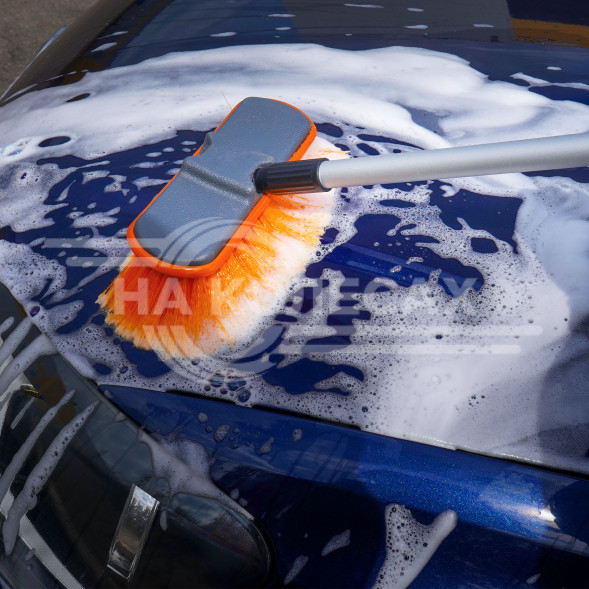 Швабра с насадкой для шланга, щеткой 20см и телескопической ручкой 100-150см