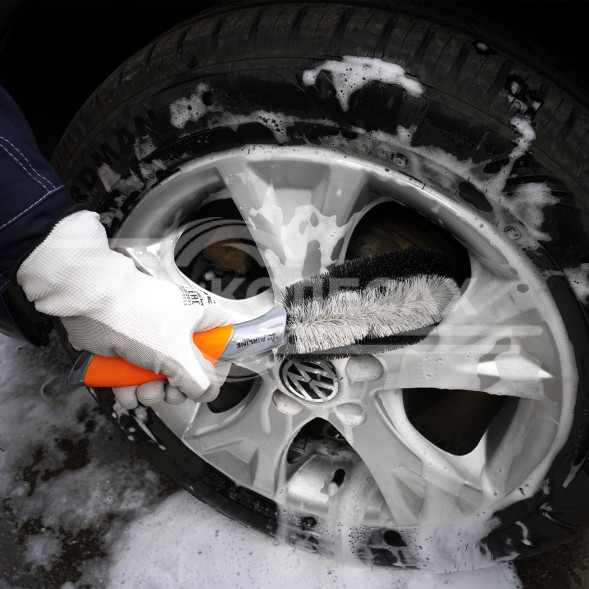 Щетка-ершик для мытья с жёсткой щетиной и прорезиненной ручкой (29 см)