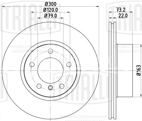 Диск тормозной для автомобилей BMW 1 (F20/F21) (11-) / 3 (F30-F34) (11-) передний d=300