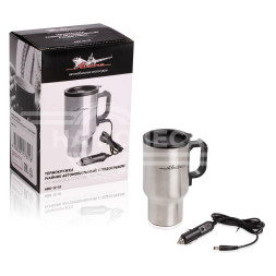 Термокружка (чайник автомобильный) с подогревом, нержавейка/пластик, 450 мл, 12V, 24W