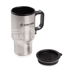 Термокружка (чайник автомобильный) с подогревом, нержавейка/пластик, 450 мл, 12V, 24W