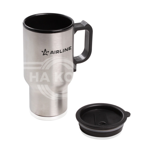 Термокружка (чайник автомобильный) с подогревом, нержавейка/пластик, 450 мл, 12V, 24W