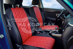 Накидки "Алькантара", передние (2 шт.), экокожа с перфорацией, красные