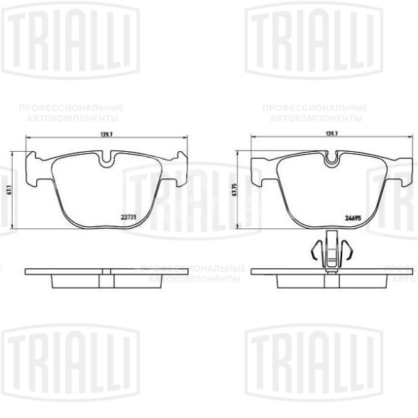Колодки тормозные дисковые задние для автомобилей BMW 5 GT (F07) (09-)/7 (F01/02/03/04) (08-) (PF 4011)