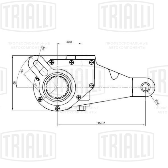 Рычаг тормоза регулировочный автоматический (трещотка) для автомобилей МАЗ задний левый и средний правый (эвольвентный шлиц)