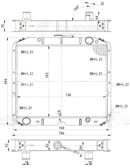 Радиатор охлаждения для автомобилей Урал 4320/5323 с двигателем КАМАЗ