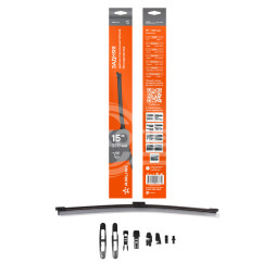 Щетка стеклоочистителя 380 мм (15&quot;) задняя бескаркасная, 8 адаптеров