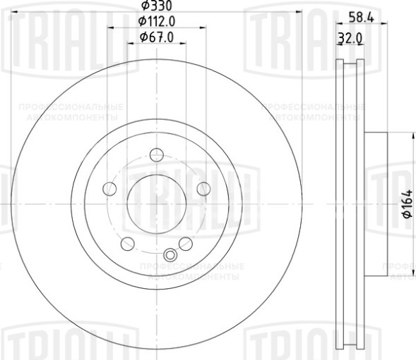 Диск тормозной передний для автомобилей Mercedes-Benz Vito (W447) (14-) d=330 окрашенный