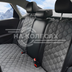 Накидка "Алькантара", задняя (3 предмета), экокожа с перфорацией, серая