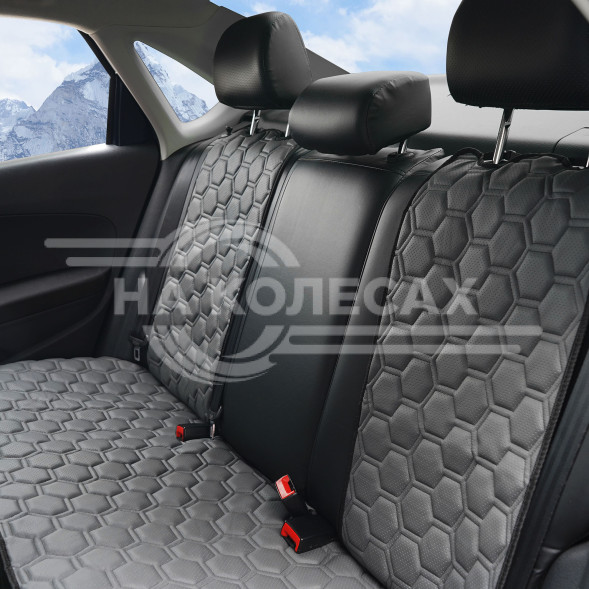 Накидка &quot;Алькантара&quot;, задняя (3 предмета), экокожа с перфорацией, серая