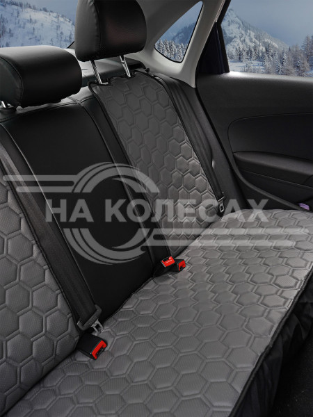 Накидка &quot;Алькантара&quot;, задняя (3 предмета), экокожа с перфорацией, серая