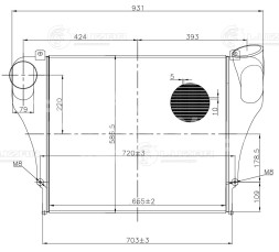 ОНВ (радиатор интеркулера) для автомобилей КАМАЗ 65115 РИАТ c дв. Cummins ISLe