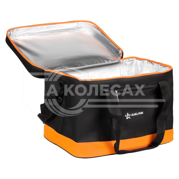 Сумка-холодильник (термосумка) 40 л, 32*41*31 см, цвет черный/оранжевый