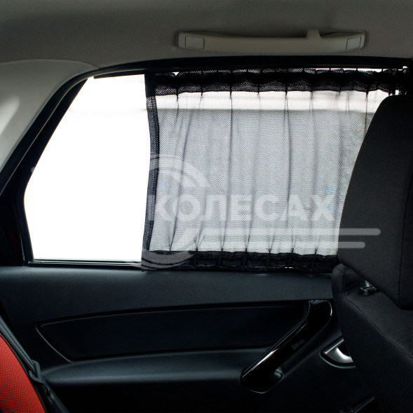 Шторки солнцезащитные раздвижные L (Д*В: 70*47-53см), цвет черный