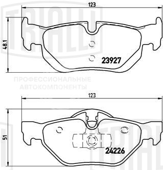 Колодки тормозные для автомобилей BMW 1 (E81/87) (04-) / 3 (E90-93) (05-) / X1 (E84) (09-) дисковые задние