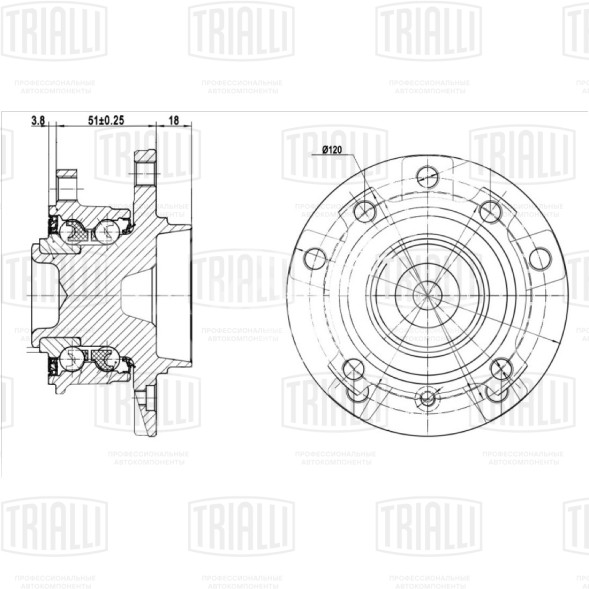 Ступица передняя в сборе с подшипником для автомобиля BMW 5 (01-)/BMW 6 (04-)