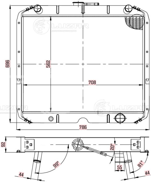 Радиатор охлаждения для автомобилей Урал 4320/5323 с двигателем ЯМЗ