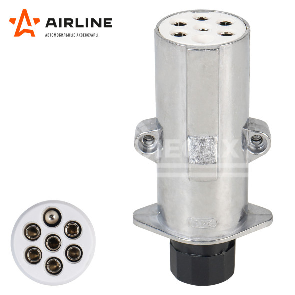 Вилка прицепа/тягача 24В тип-S 7 контактов металл (гайка)